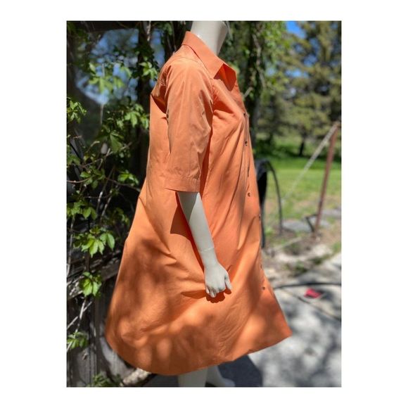 SOLD Lafayette 148 Sedwick Dress Shirt Tent Tanned Coral Cotton Tangerine - Picture 8 of 16